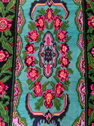 Handwoven Turquoise Floral Romanian Wool Rug, 380x175 cm, view 7