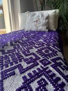 Handwoven Purple Geometric Romanian Wool Rug, 190x135 cm, view 12