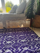 Handwoven Purple Geometric Romanian Wool Rug, 190x135 cm, view 13