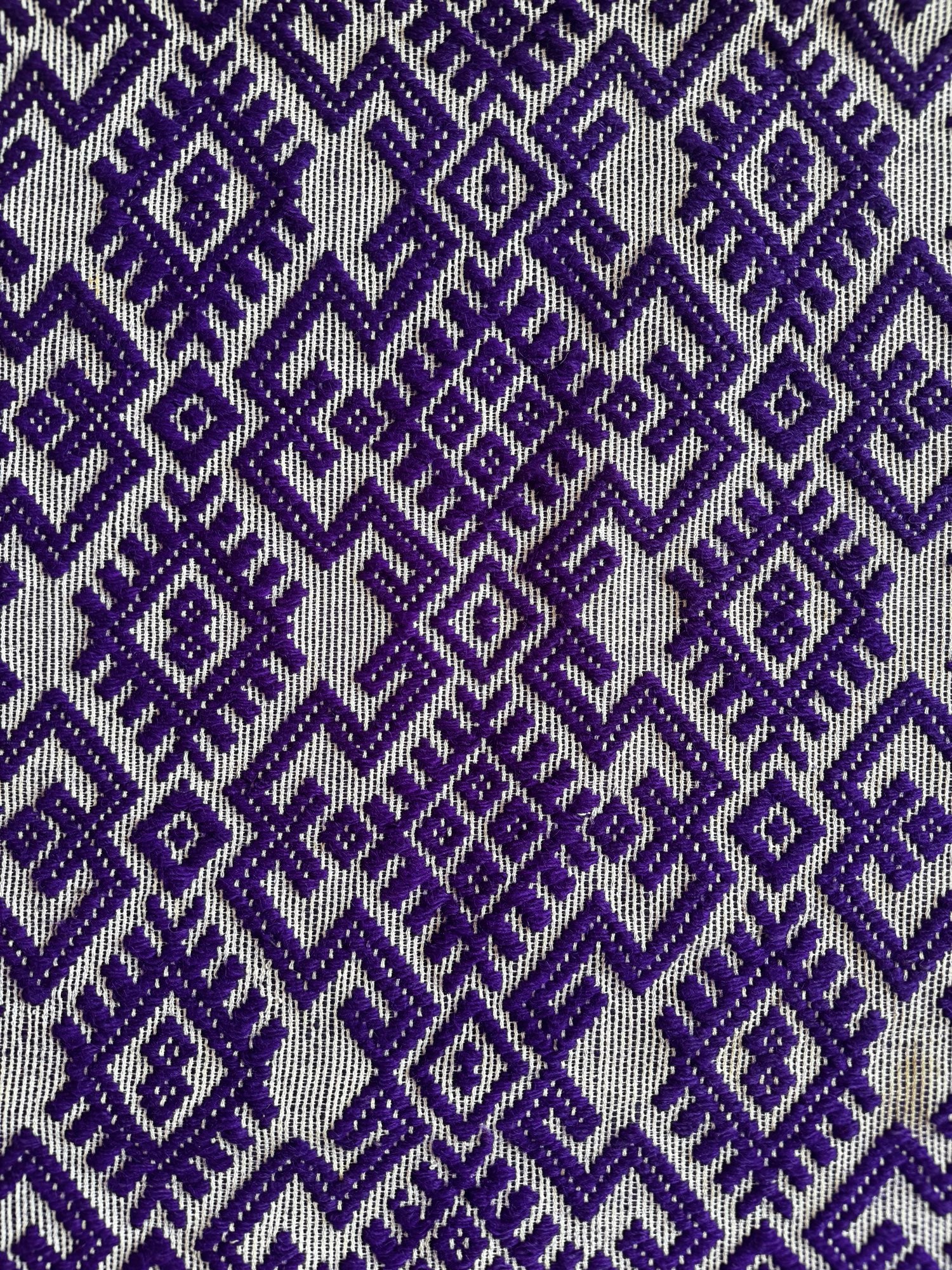 Handwoven Purple Geometric Romanian Wool Rug, 190x135 cm, view 14
