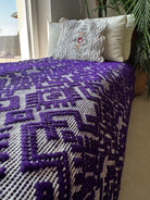 Handwoven Purple Geometric Romanian Wool Rug, 190x135 cm, view 6