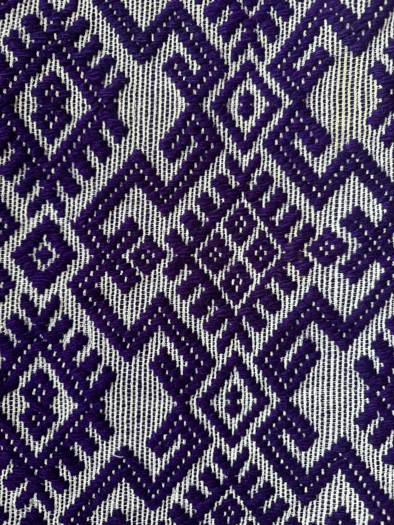 Handwoven Purple Geometric Romanian Wool Rug, 190x135 cm, view 9