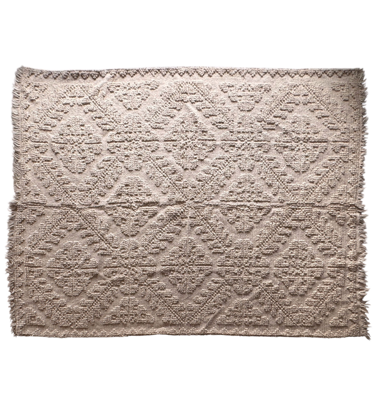Handwoven Geometric Romanian Wool Rug, 223x183 cm