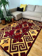 Handwoven Geometric Romanian Wool Rug, 246x163 cm, view 11