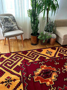 Handwoven Geometric Romanian Wool Rug, 246x163 cm, view 13