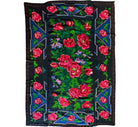 Handwoven Black Floral Romanian Wool Rug, 224x149 cm