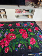 Handwoven Black Floral Romanian Wool Rug, 224x149 cm, view 3
