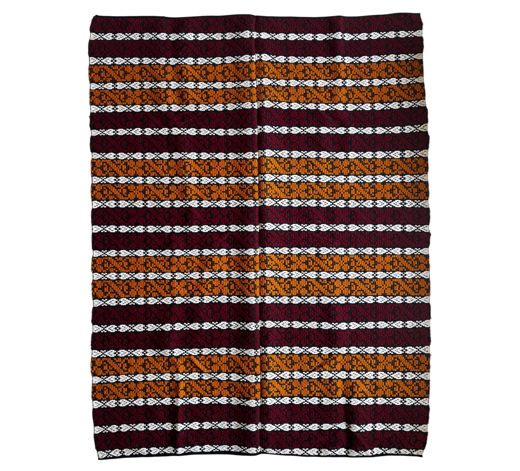 Handwoven Striped Romanian Wool Rug, 195x130 cm