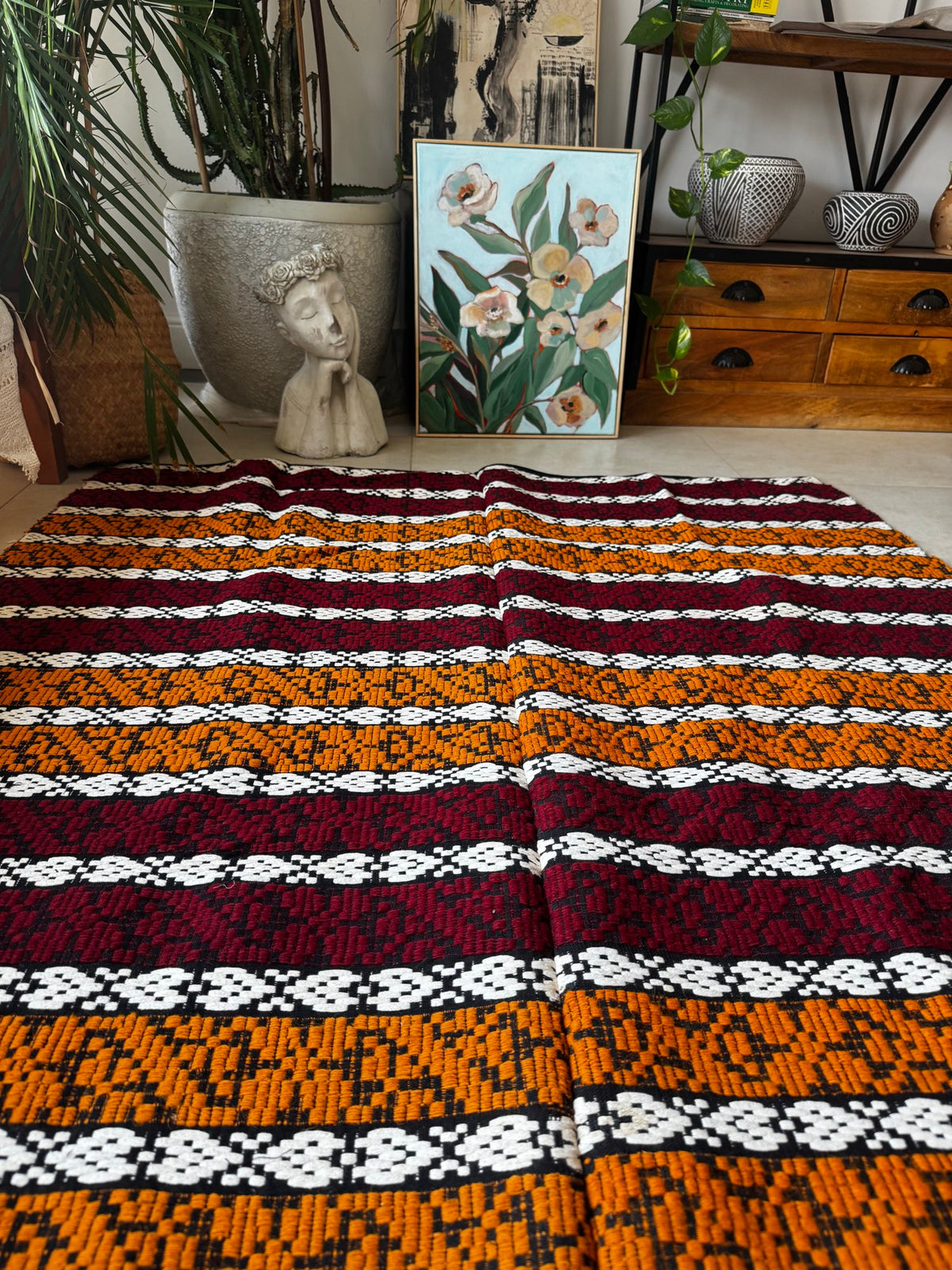 Handwoven Striped Romanian Wool Rug, 195x130 cm, view 3