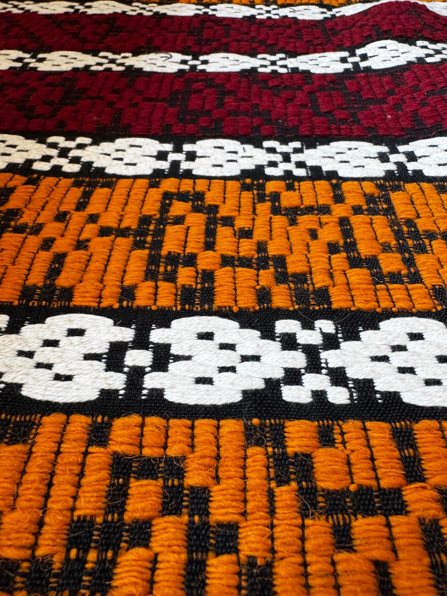 Handwoven Striped Romanian Wool Rug, 195x130 cm, view 9