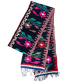 Handwoven Black Floral Romanian Wool Runner Rug, 336x33 cm
