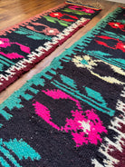 Handwoven Black Floral Romanian Wool Runner Rug, 336x33 cm, view 11