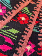Handwoven Black Floral Romanian Wool Runner Rug, 336x33 cm, view 14