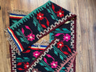 Handwoven Black Floral Romanian Wool Runner Rug, 336x33 cm, view 6