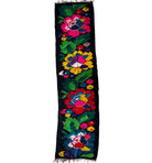 Handwoven Black Floral Romanian Wool Runner Rug, 340x77 cm