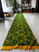 Handwoven Green Floral Romanian Wool Runner Rug, 450x65 cm, view 14