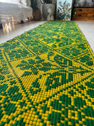 Handwoven Green Floral Romanian Wool Runner Rug, 450x65 cm, view 5