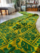 Handwoven Green Floral Romanian Wool Runner Rug, 450x65 cm, view 8