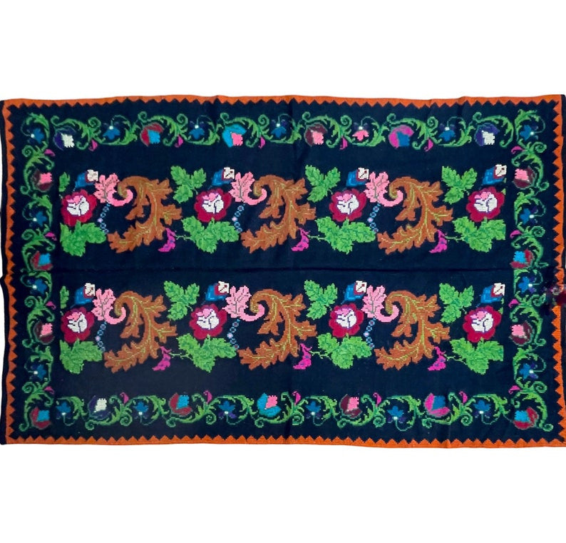 Vintage Brown Floral Romanian Wool Rug, 263x146 cm