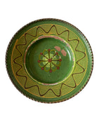 Green Horezu Painted Clay Plate, 17.5 cm