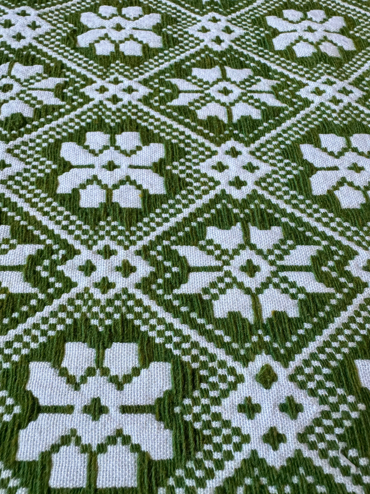 Vintage Green Geometric Romanian Wool Rug, 177x140 cm, view 10