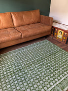 Vintage Green Geometric Romanian Wool Rug, 177x140 cm, view 13