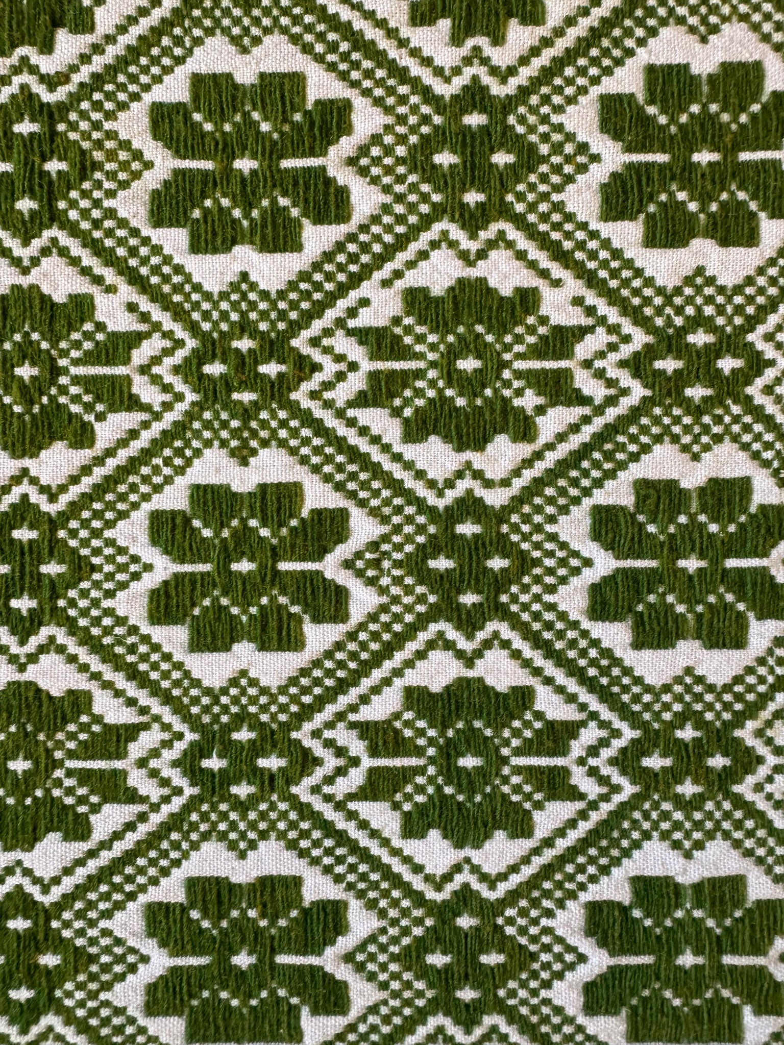 Vintage Green Geometric Romanian Wool Rug, 177x140 cm, view 6