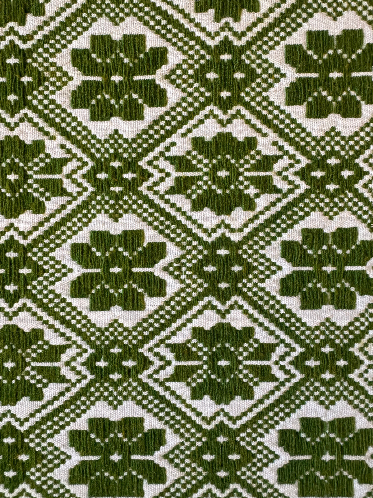Vintage Green Geometric Romanian Wool Rug, 177x140 cm, view 6
