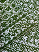 Vintage Green Geometric Romanian Wool Rug, 177x140 cm, view 9
