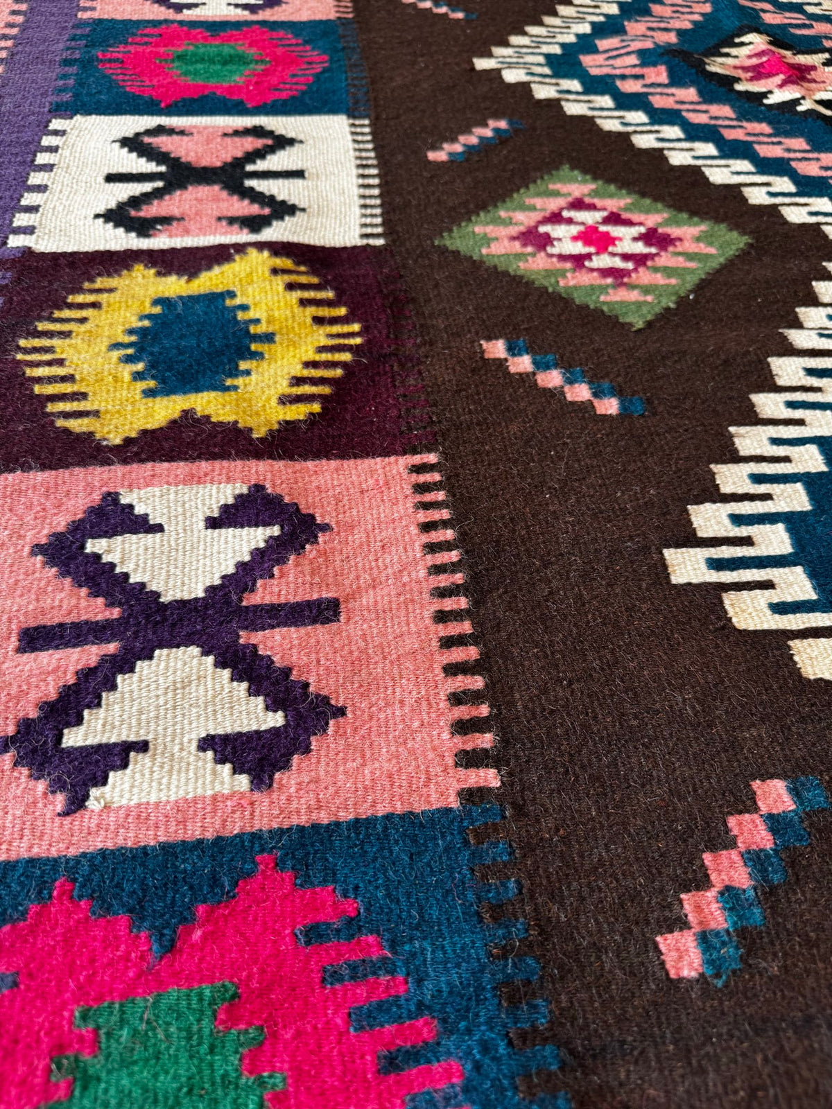 Vintage Reversible Banat Folk Wool Kilim, 210x150 cm, view 11