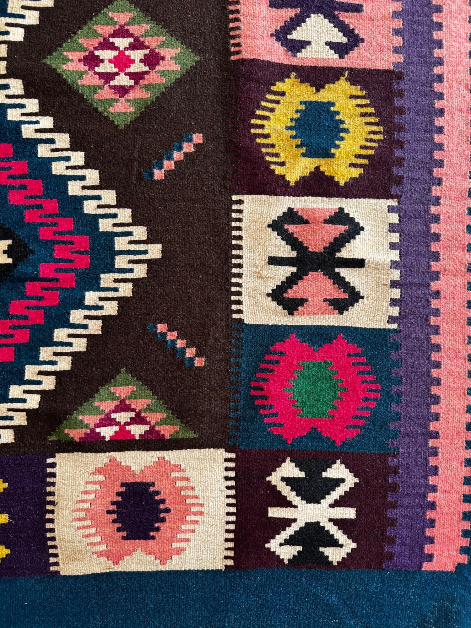 Vintage Reversible Banat Folk Wool Kilim, 210x150 cm, view 12
