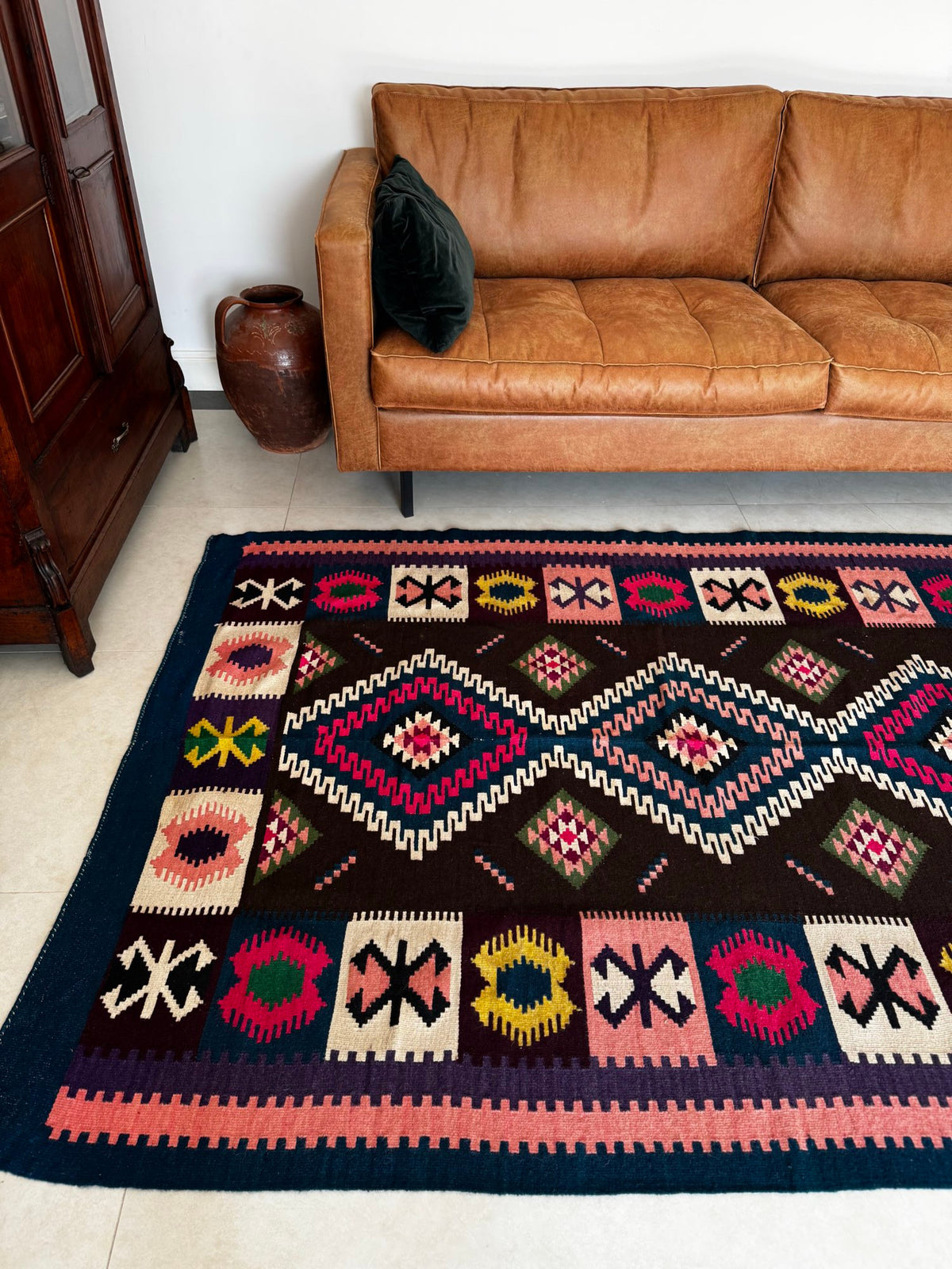Vintage Reversible Banat Folk Wool Kilim, 210x150 cm, view 13