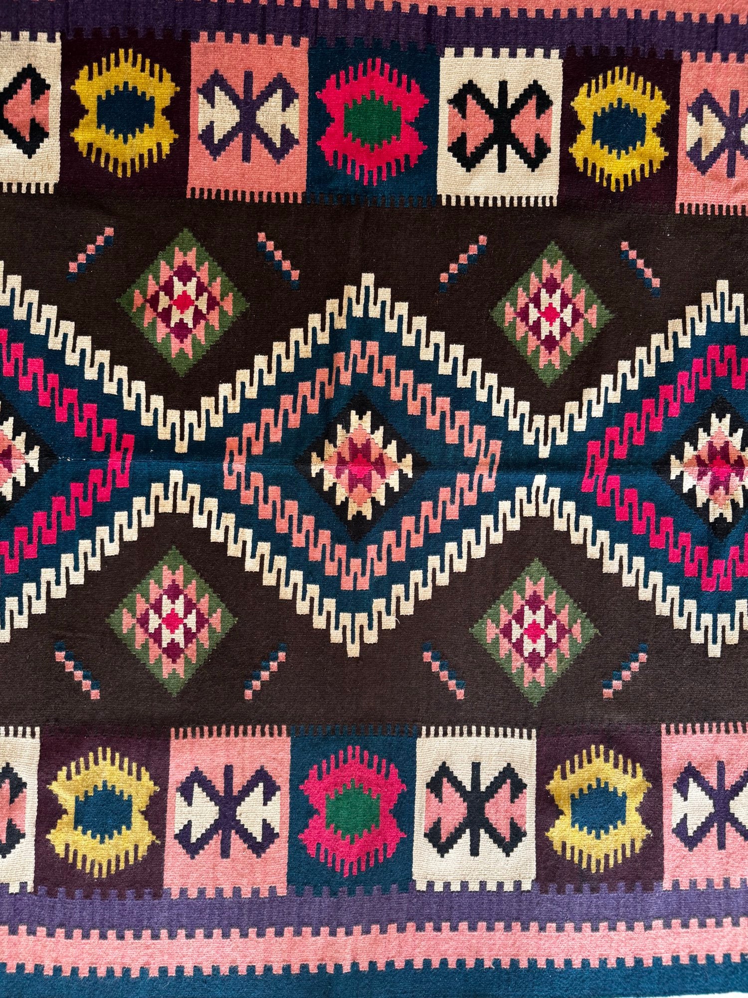 Vintage Reversible Banat Folk Wool Kilim, 210x150 cm, view 14