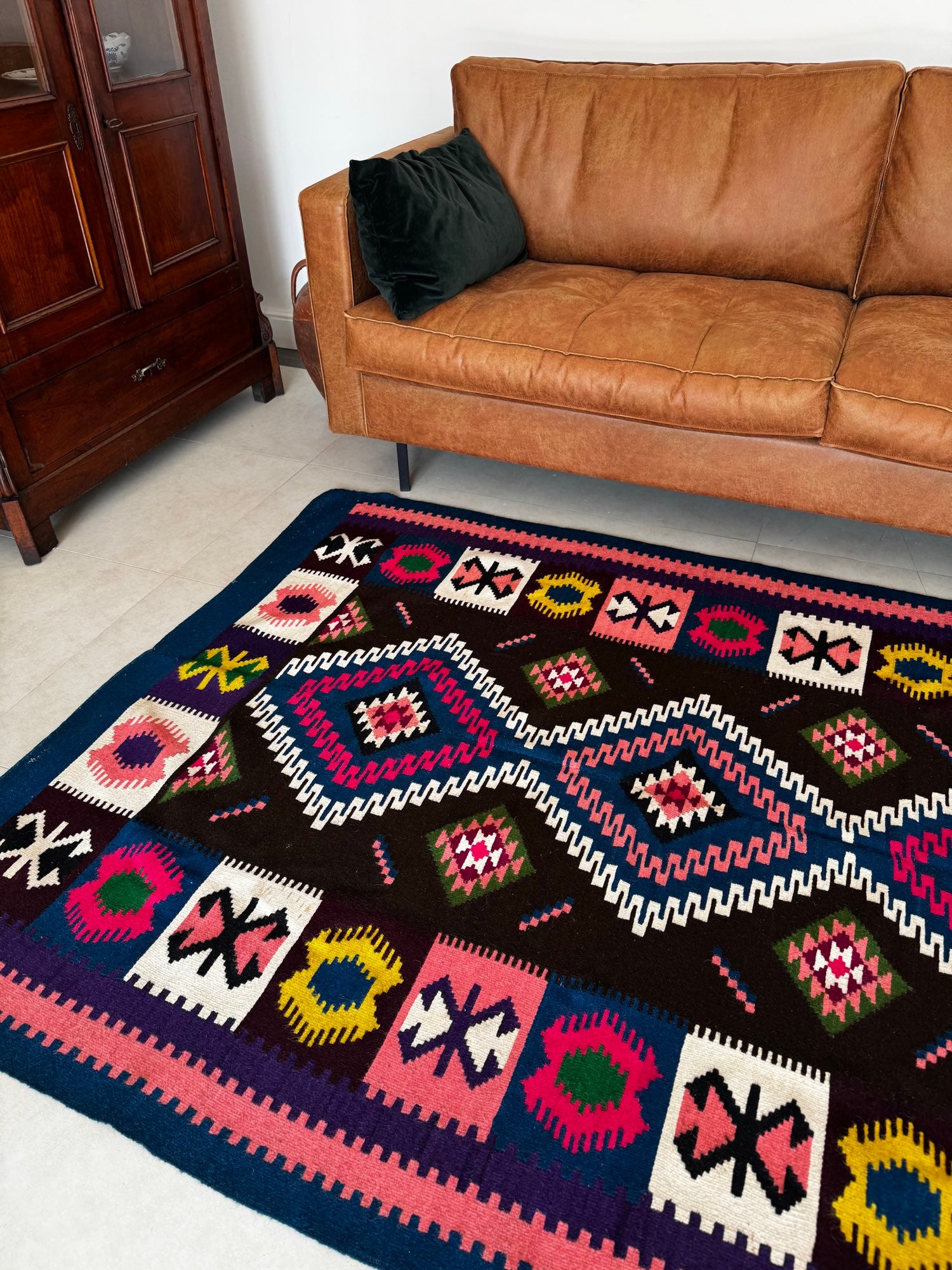 Vintage Reversible Banat Folk Wool Kilim, 210x150 cm, view 4
