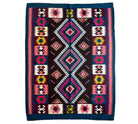 Vintage Blue Geometric Banat Wool Kilim Rug, 210x150 cm