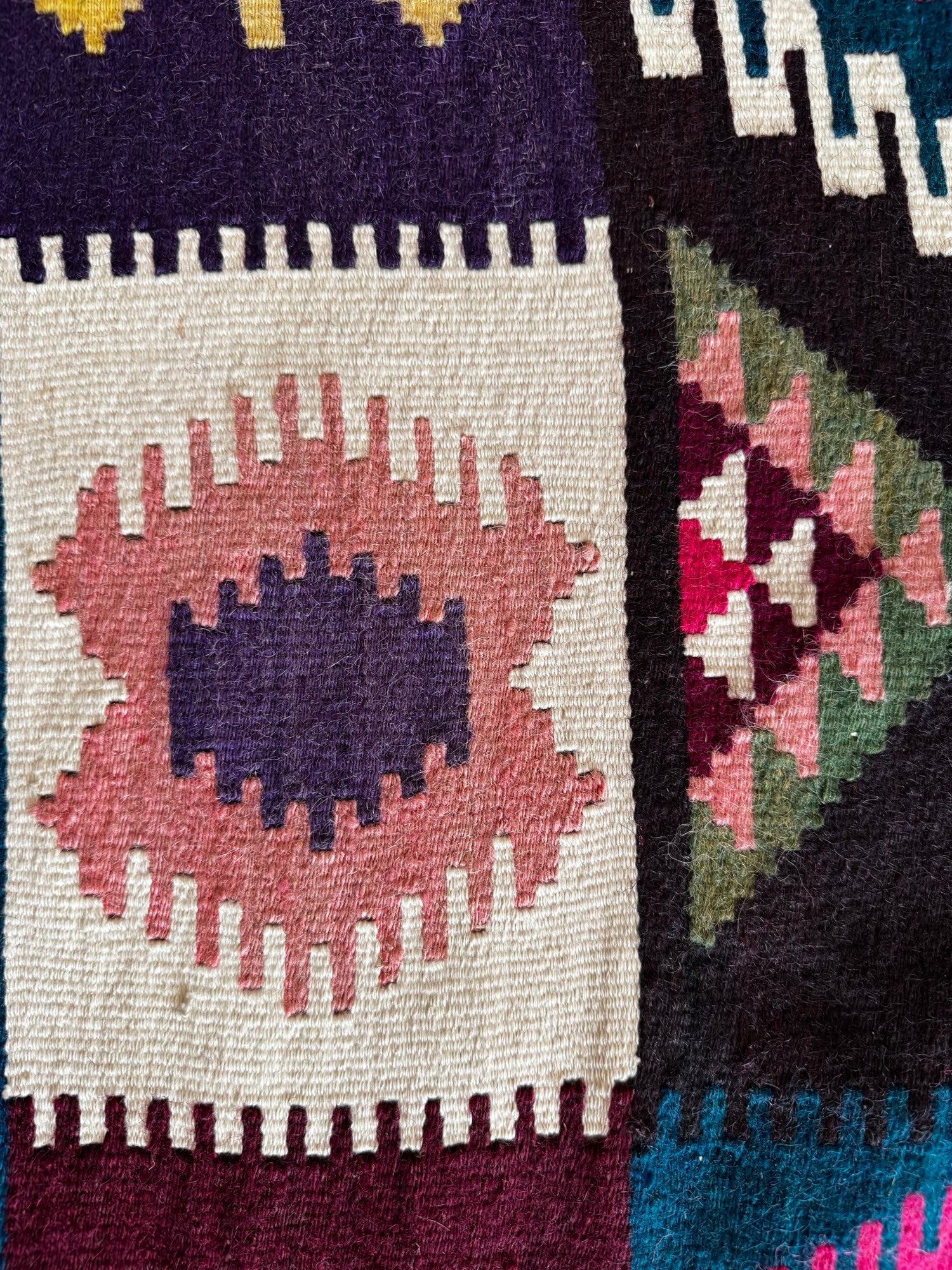 Vintage Blue Geometric Banat Wool Kilim Rug, 210x150 cm, view 12