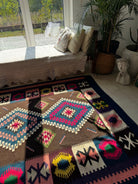 Vintage Blue Geometric Banat Wool Kilim Rug, 210x150 cm, view 14