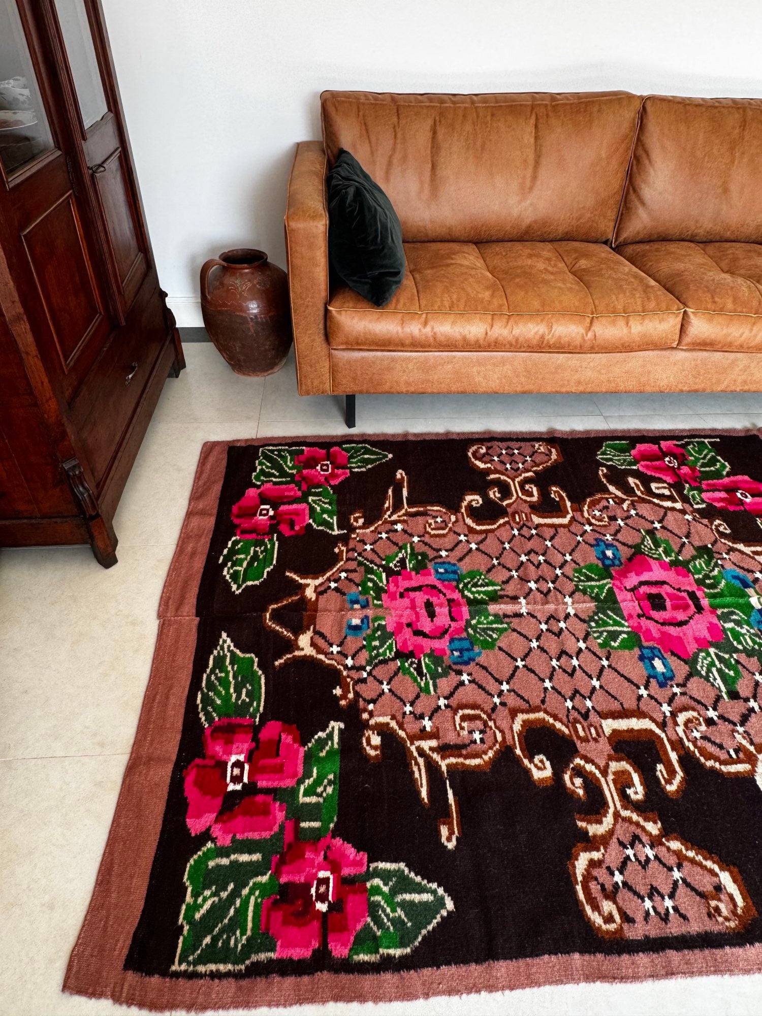 Vintage Floral Banat Wool Rug, 190x150 cm, view 12