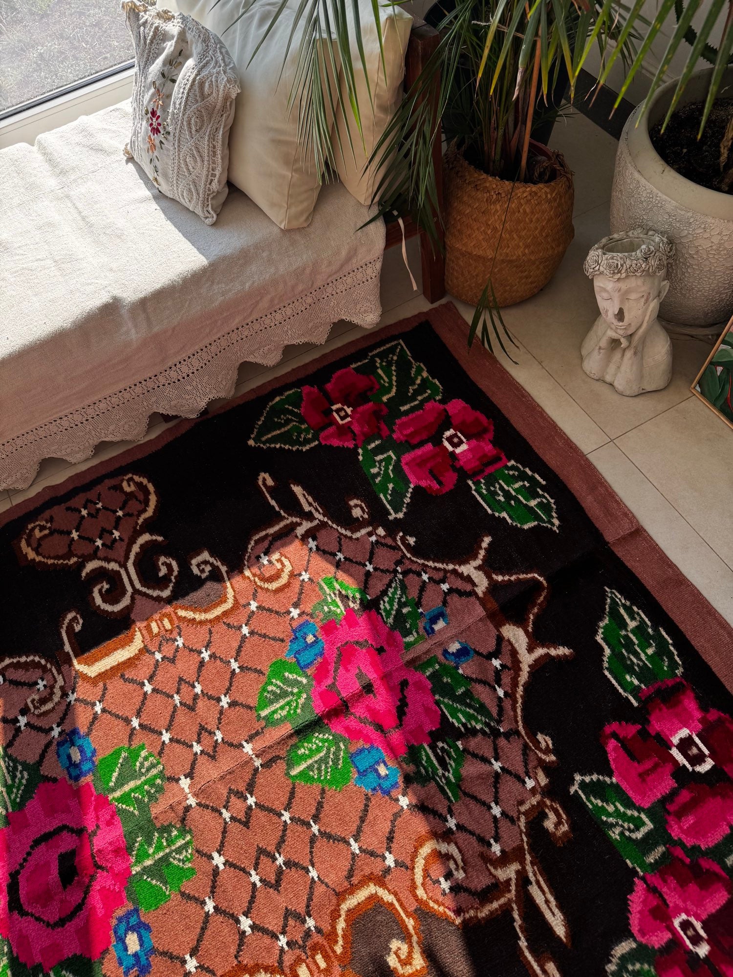 Vintage Floral Banat Wool Rug, 190x150 cm, view 13