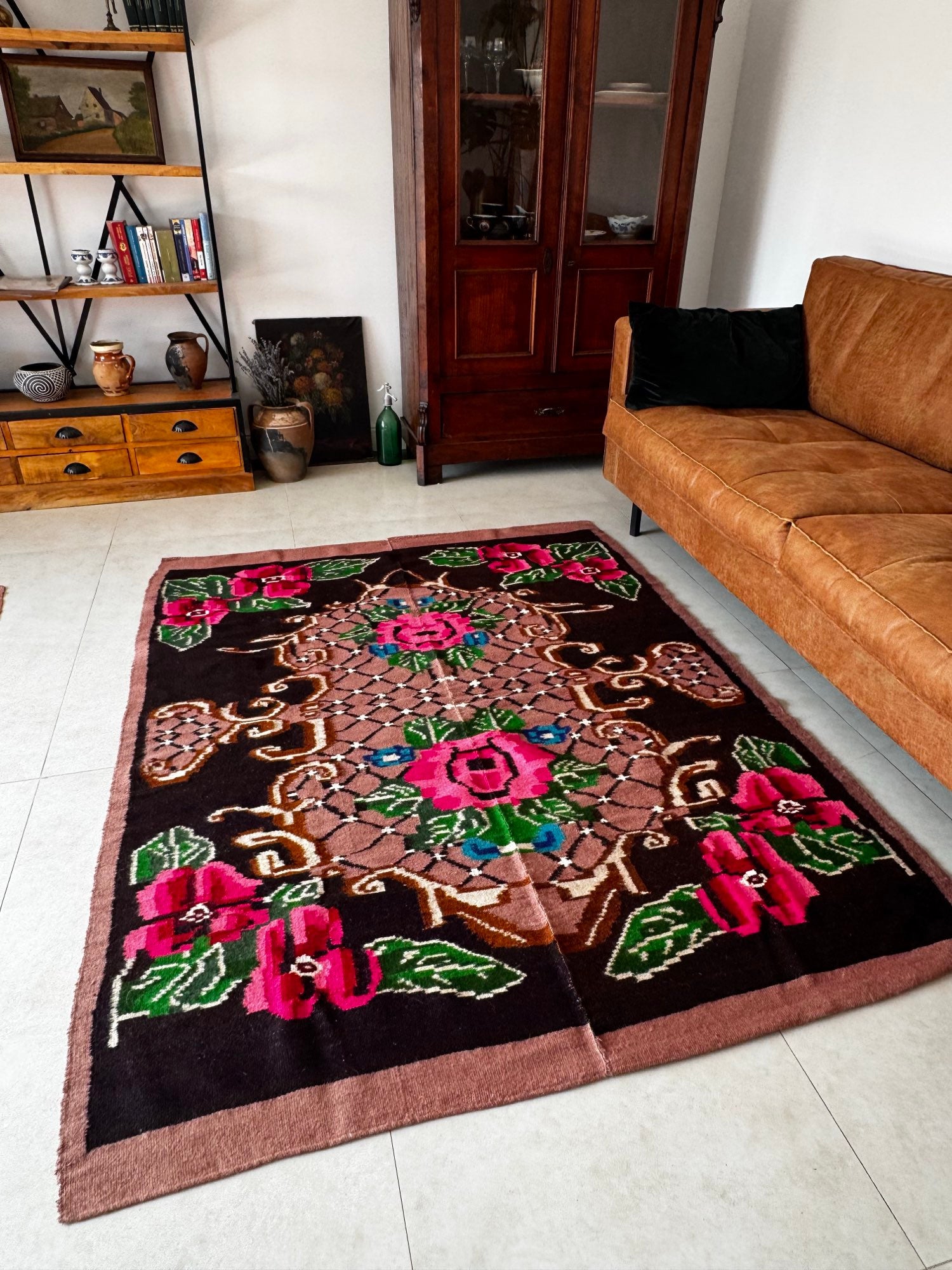 Vintage Floral Banat Wool Rug, 190x150 cm, view 14