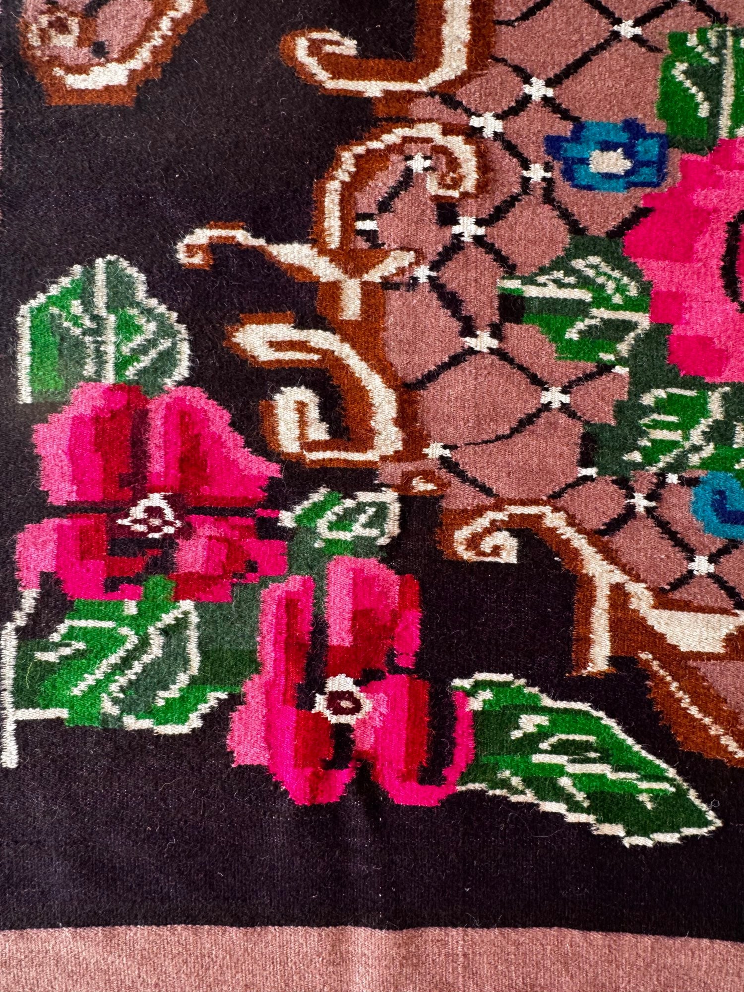 Vintage Floral Banat Wool Rug, 190x150 cm, view 8