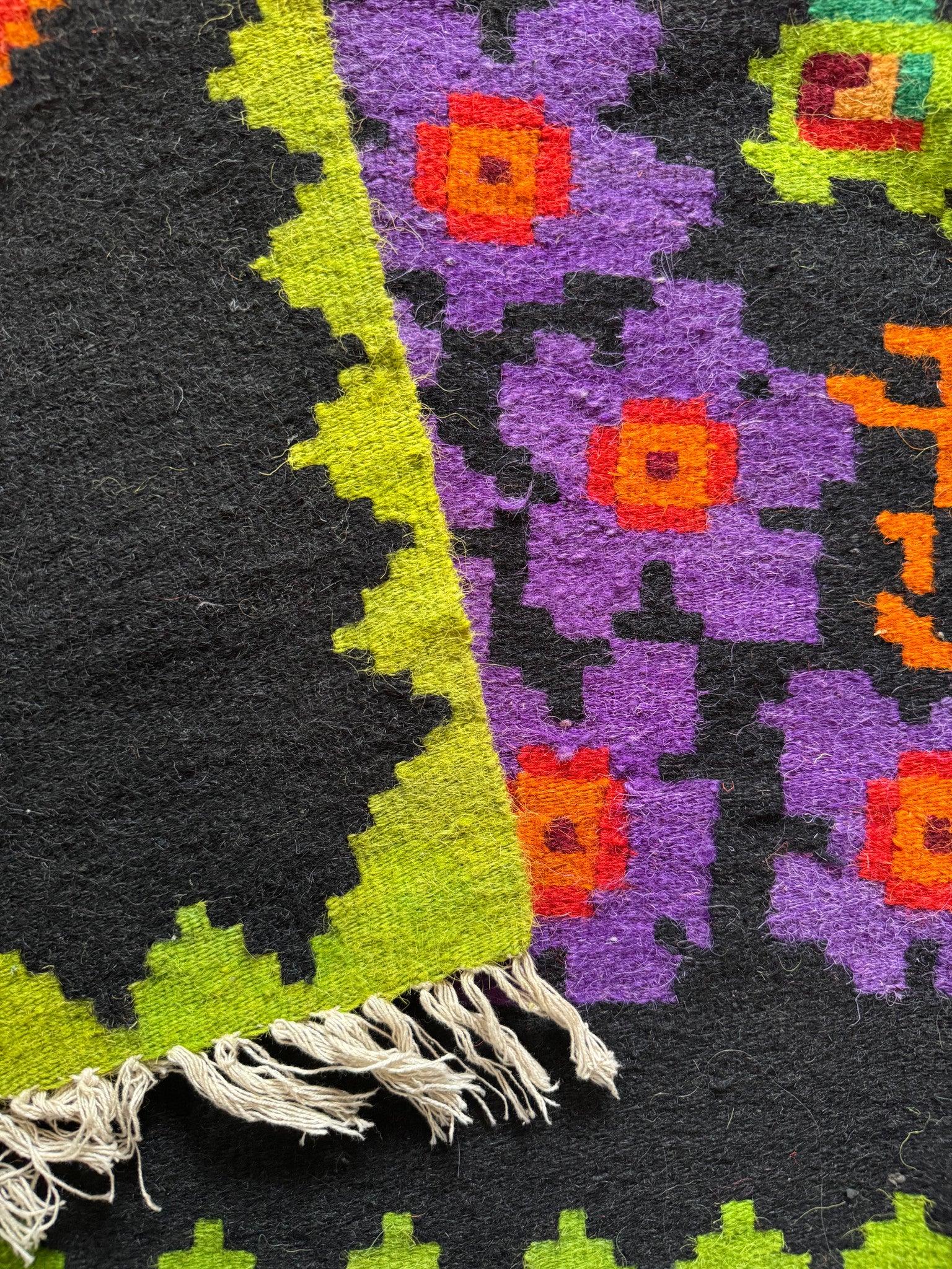 Vintage Purple & Red Floral Banat Wool Rug, 218x157 cm, view 14