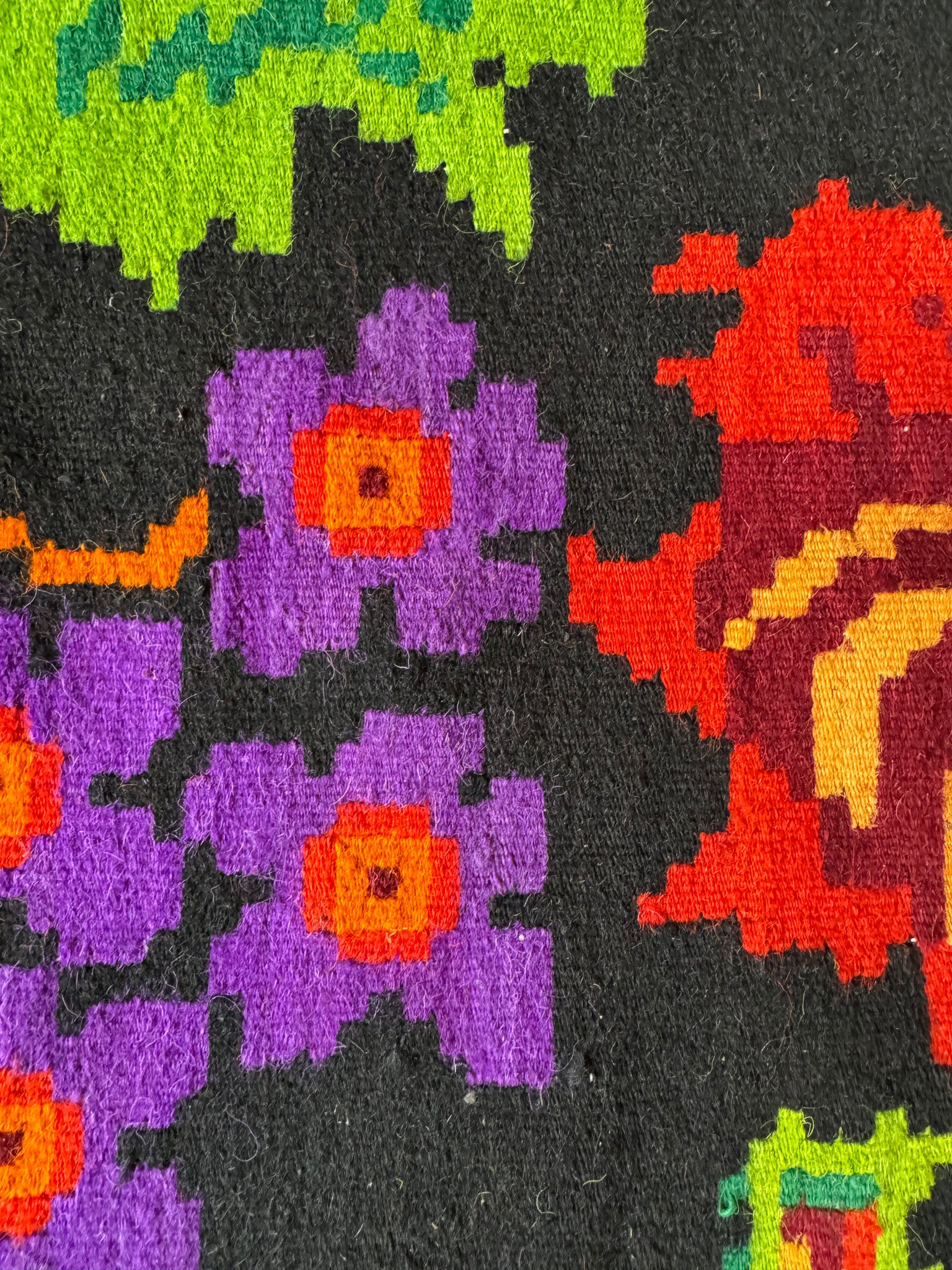 Vintage Purple & Red Floral Banat Wool Rug, 218x157 cm, view 7