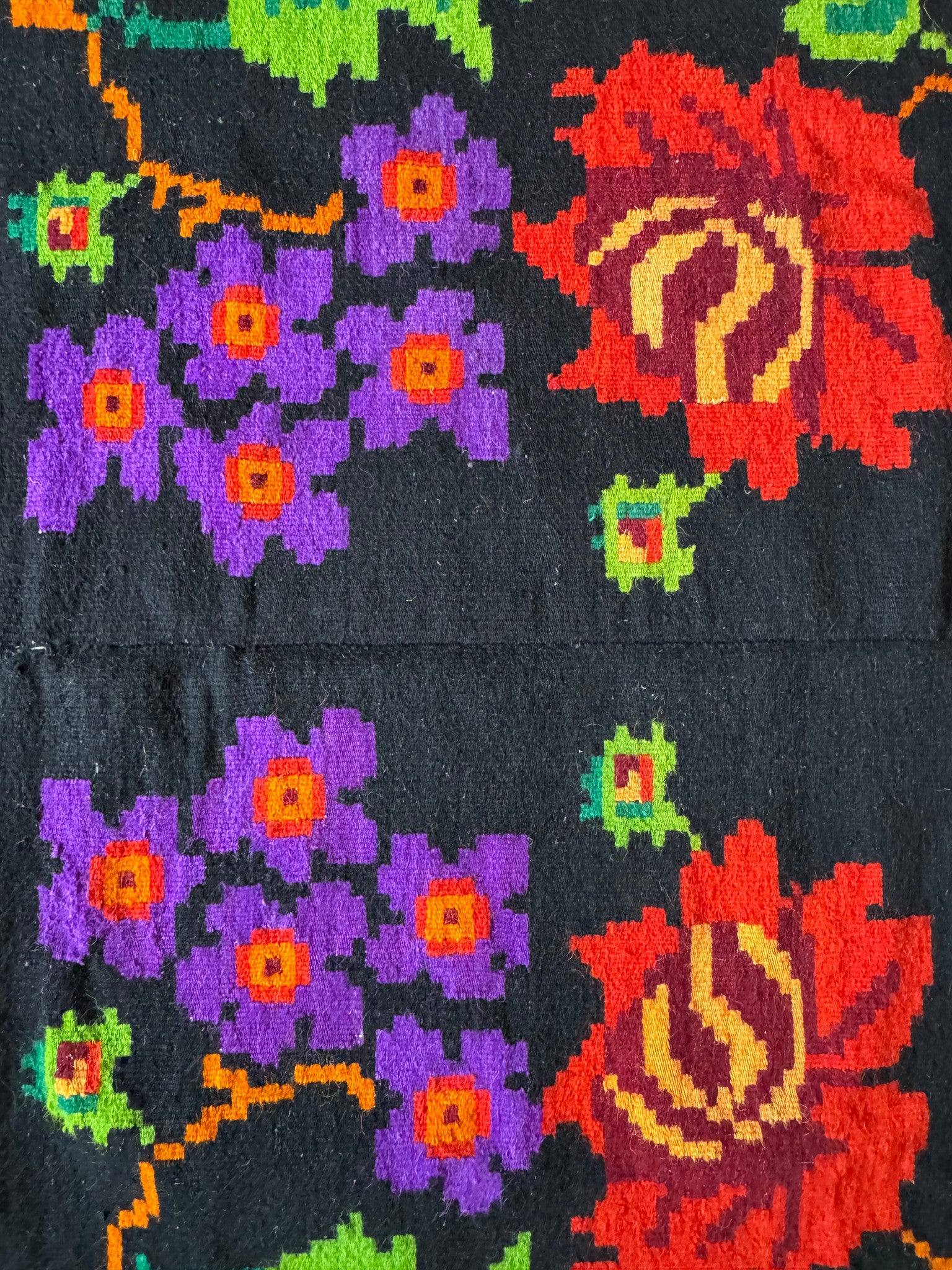 Vintage Purple & Red Floral Banat Wool Rug, 218x157 cm, view 8