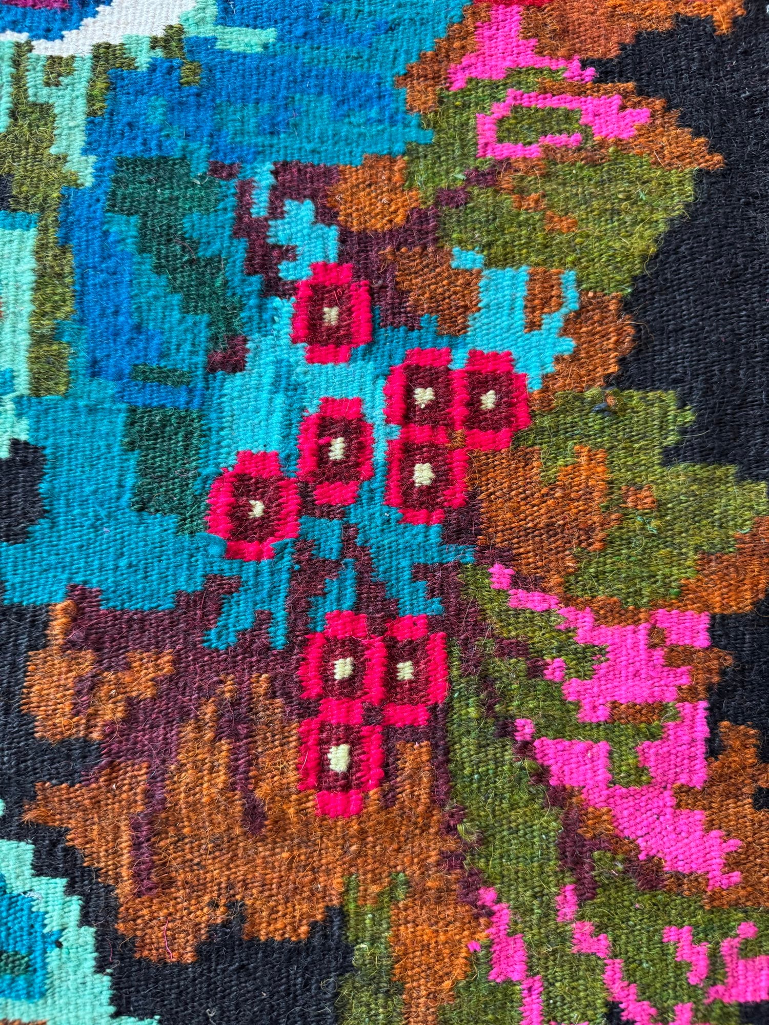 Vintage Floral Bessarabian Wool Kilim Rug, 400x195 cm, view 10