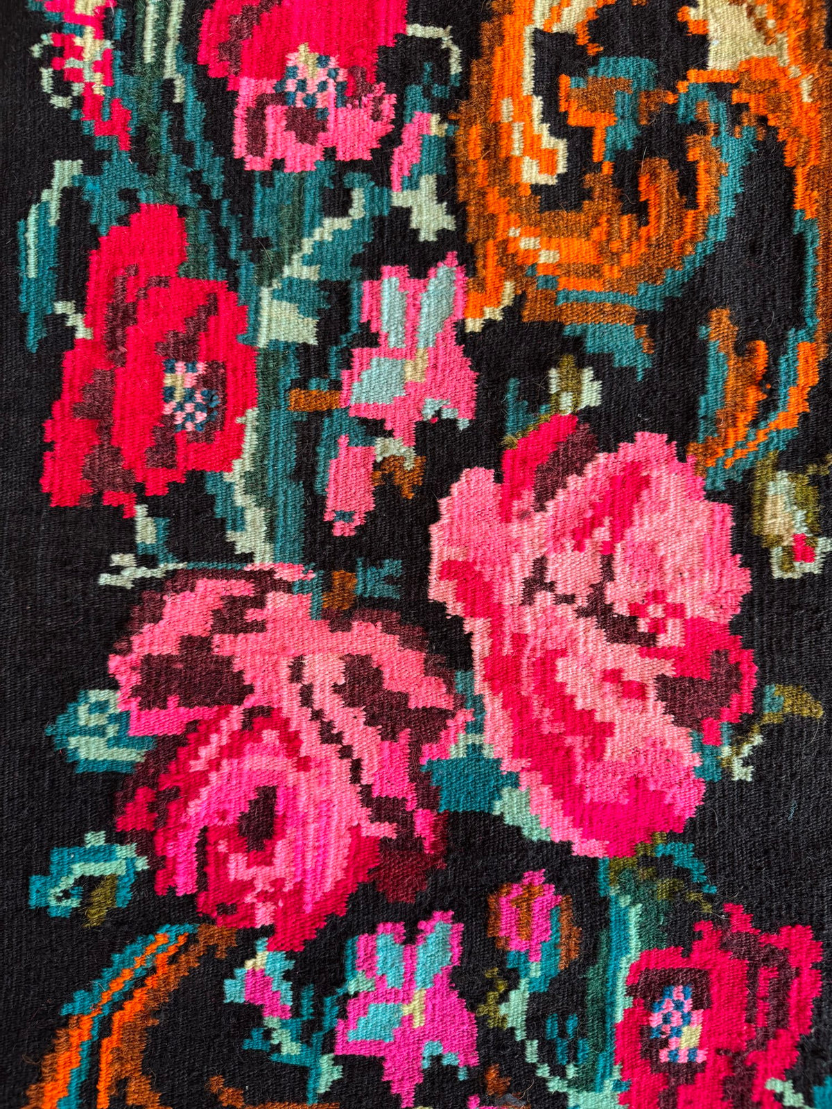 Vintage Floral Bessarabian Wool Kilim Rug, 400x195 cm, view 11