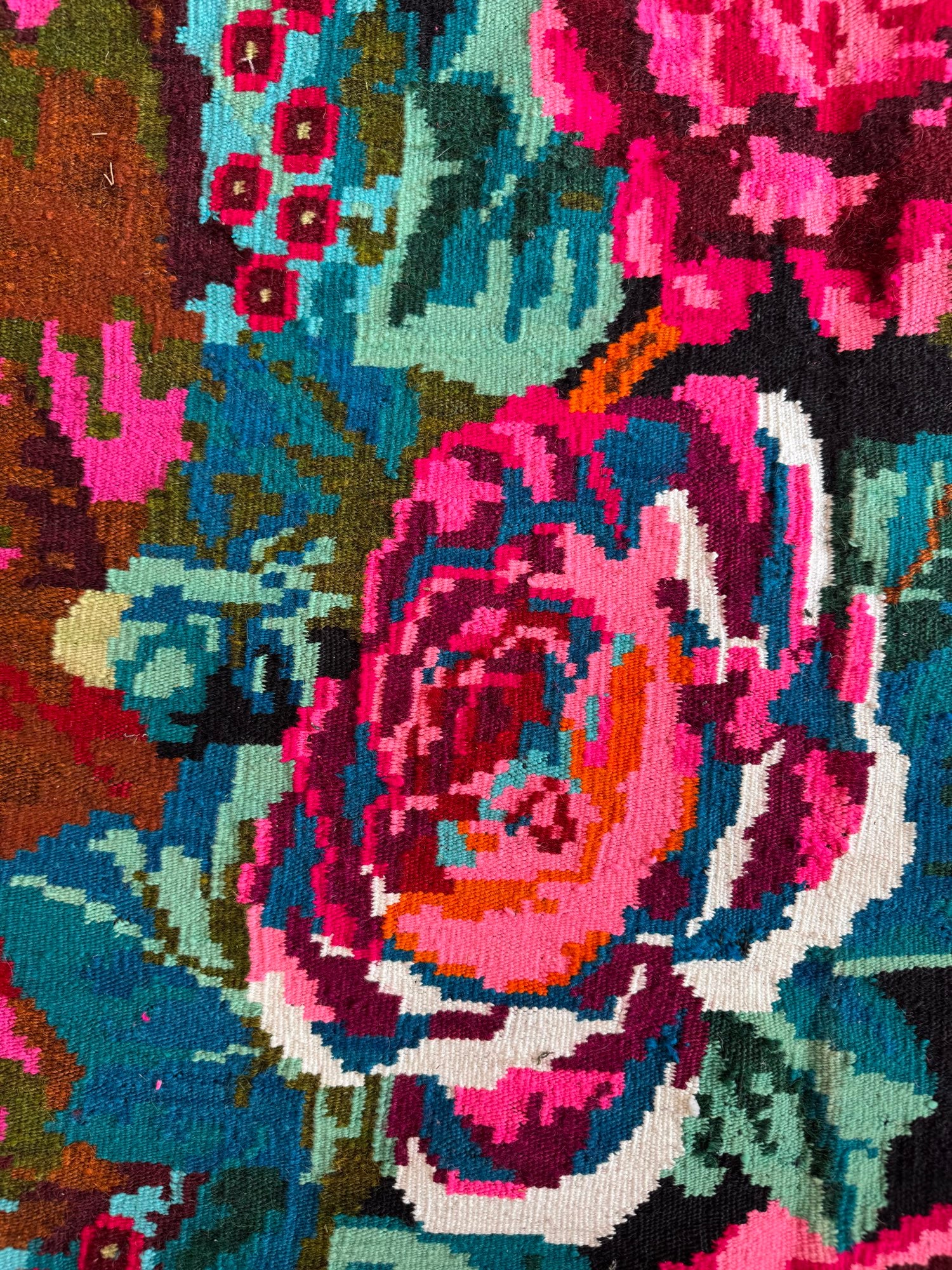 Vintage Floral Bessarabian Wool Kilim Rug, 400x195 cm, view 12