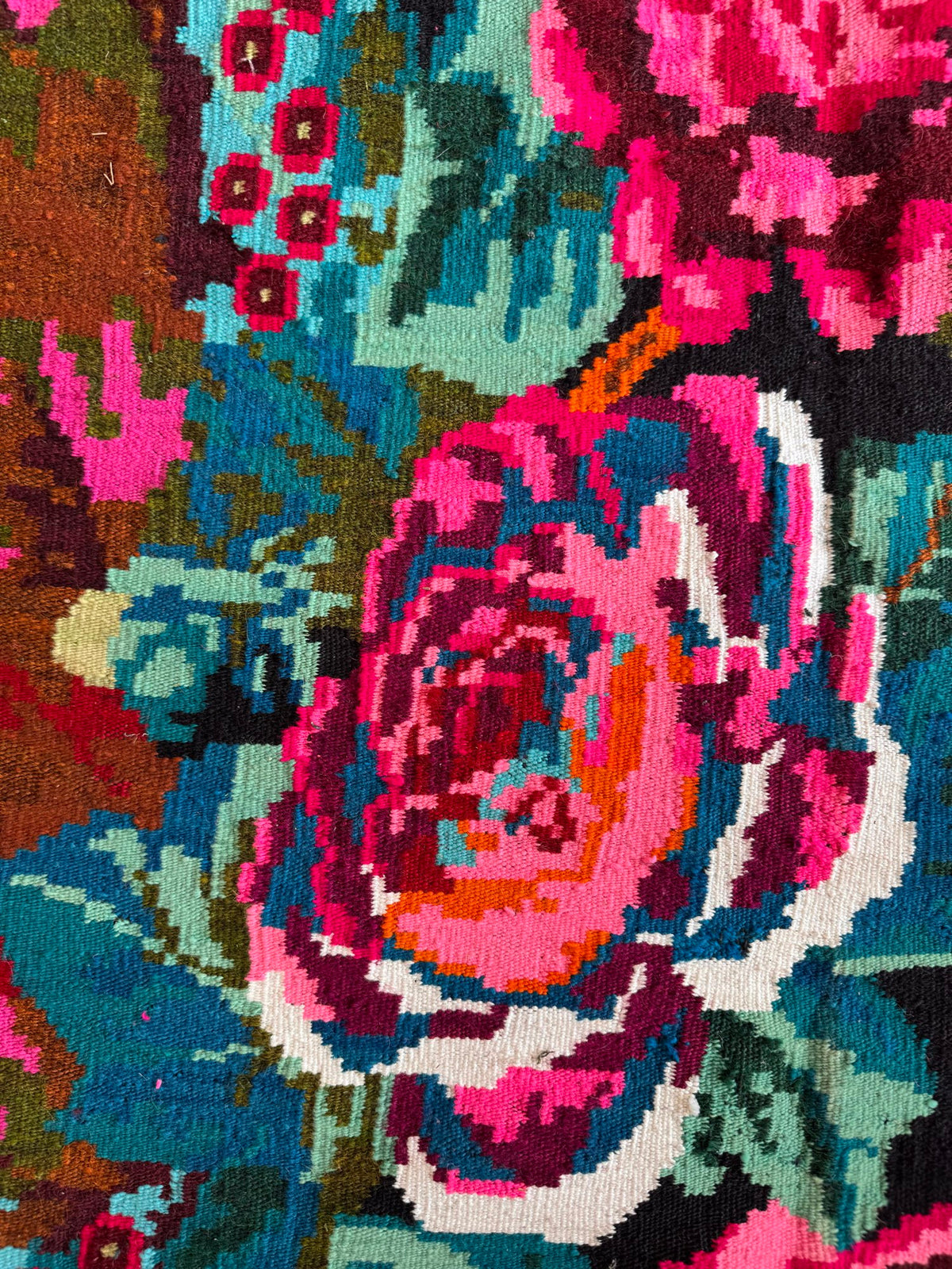Vintage Floral Bessarabian Wool Kilim Rug, 400x195 cm, view 12