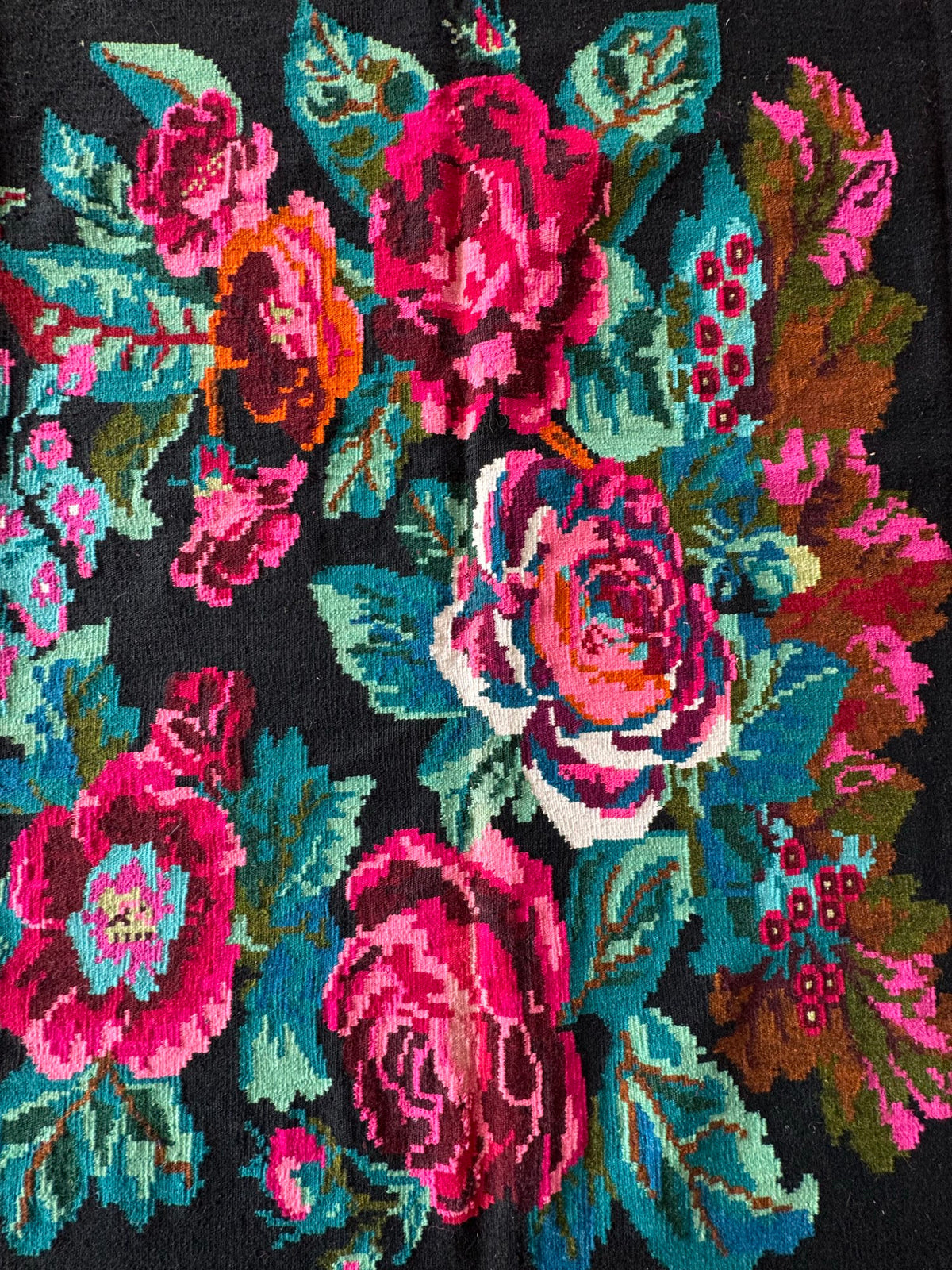 Vintage Floral Bessarabian Wool Kilim Rug, 400x195 cm, view 14