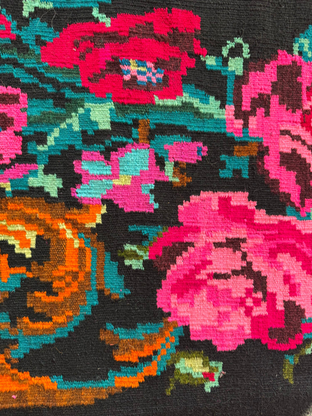 Vintage Floral Bessarabian Wool Kilim Rug, 400x195 cm, view 7